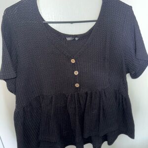 Black Button-Front Women's Top